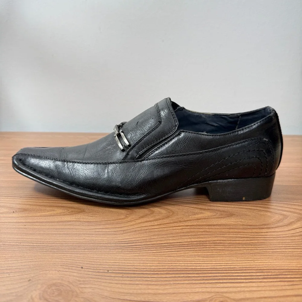 Alberto Fellini Loafers Mens 7.5 Black Wilson 02 Square Bit‎ Slip On Dress Shoe